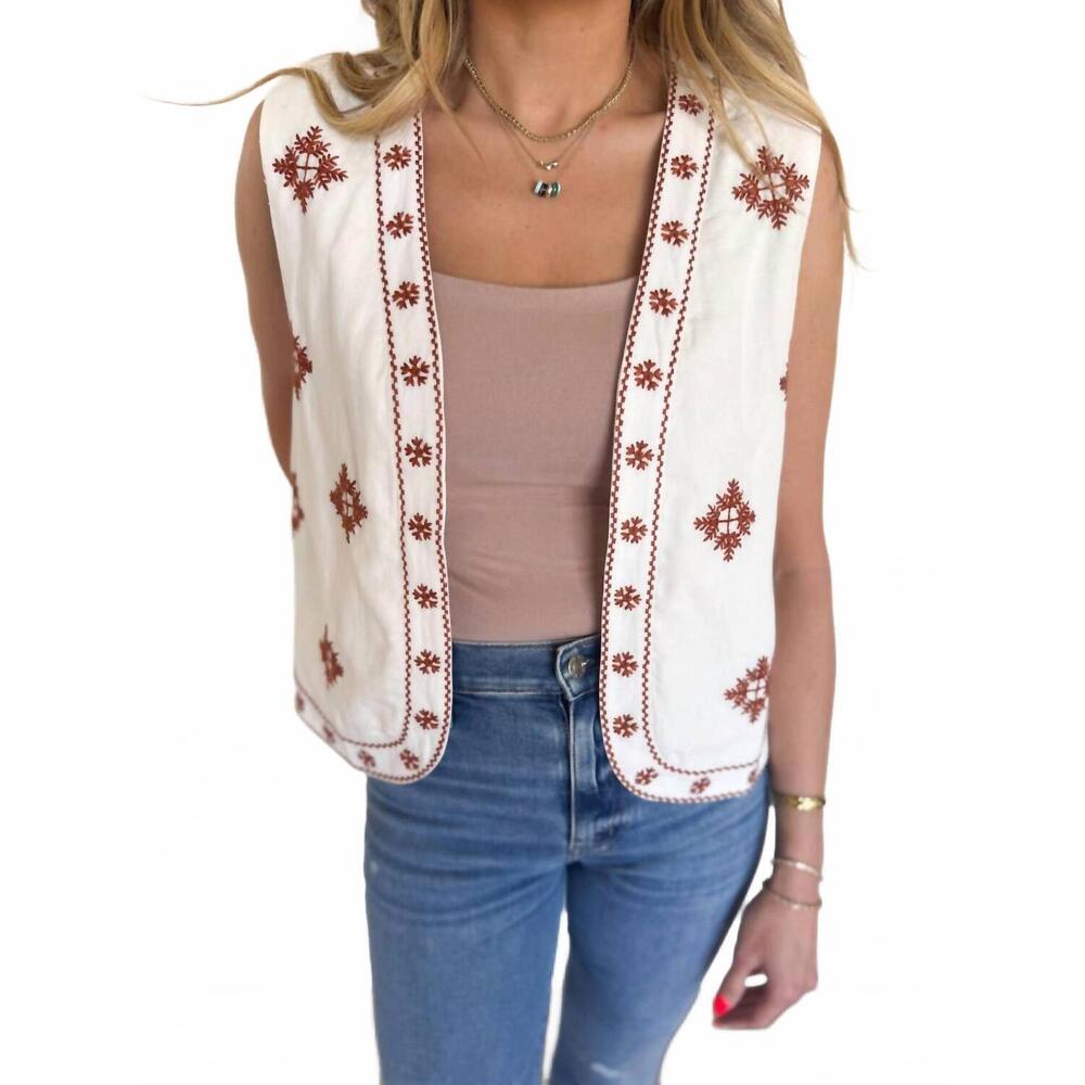 NEW SADIE & SAGE kyleigh embroidered vest in ivory